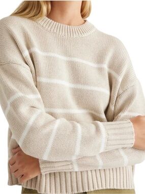 Cozy Cream Stripe Sweater Loungewear SET - Women